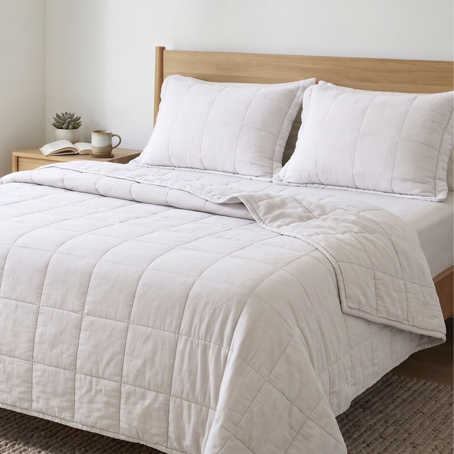 Quilt 2 Plazas Algod&oacute;n Stonewash Blanco