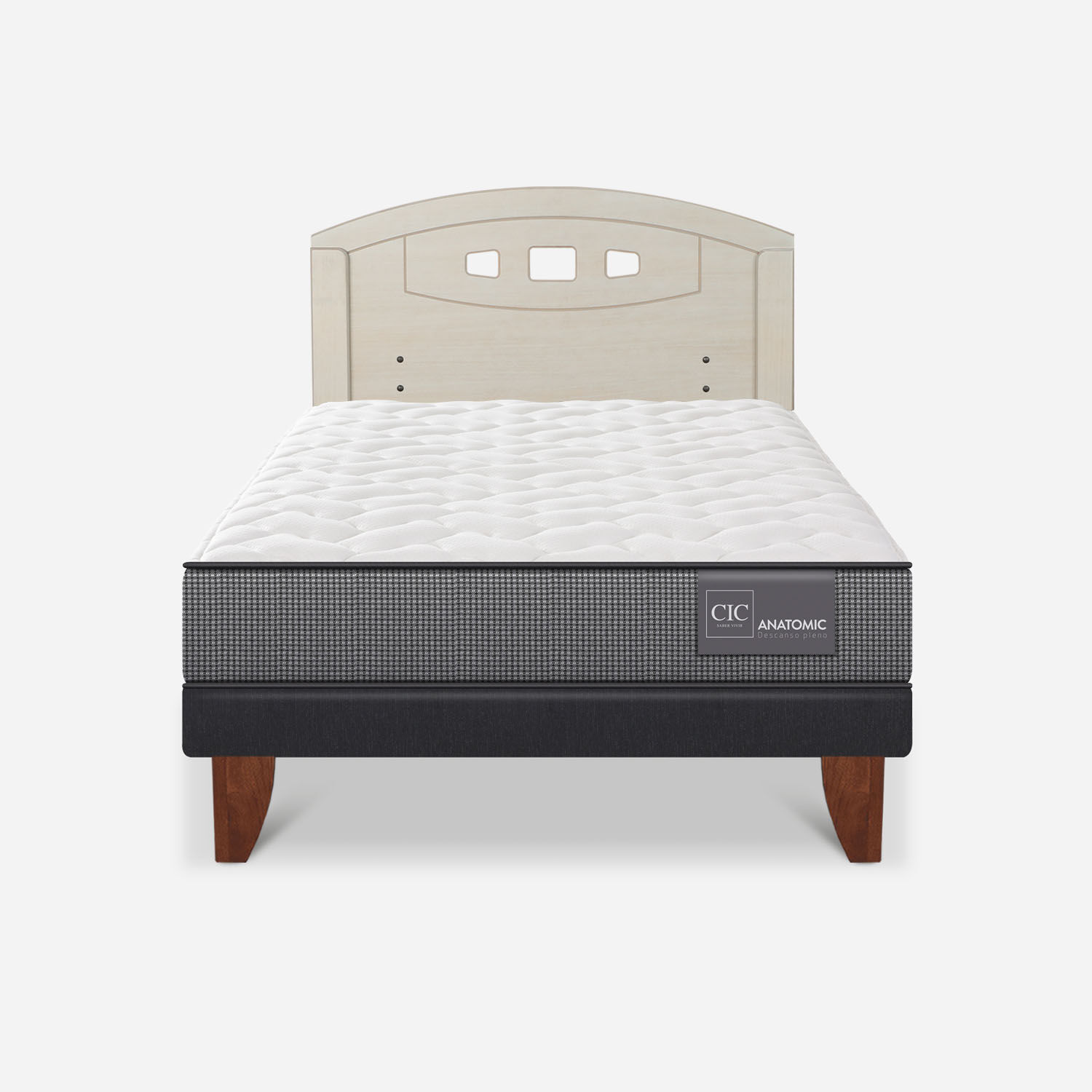 Cama Europea 1,5 Plazas Anatomic + Respaldo Gales Alpino