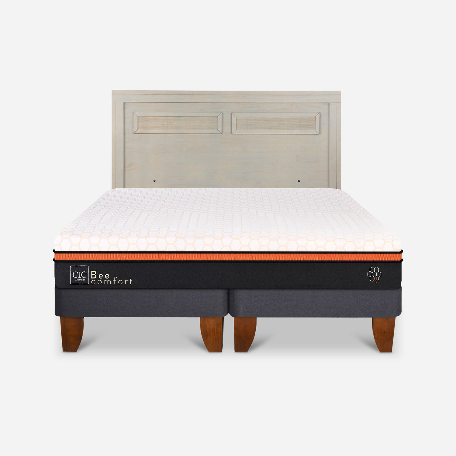 Cama Europea King Bee Comfort + Respaldo Mil&aacute;n Alpino
