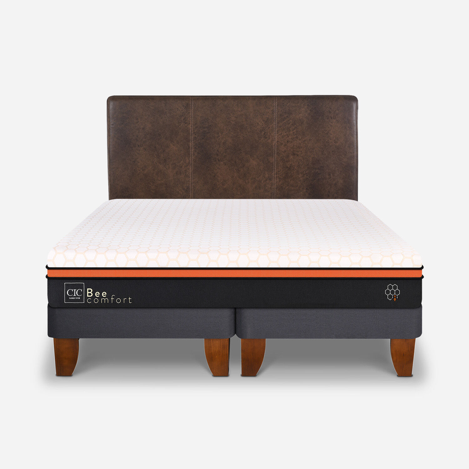 Cama Europea King Bee Comfort + Respaldo Baker