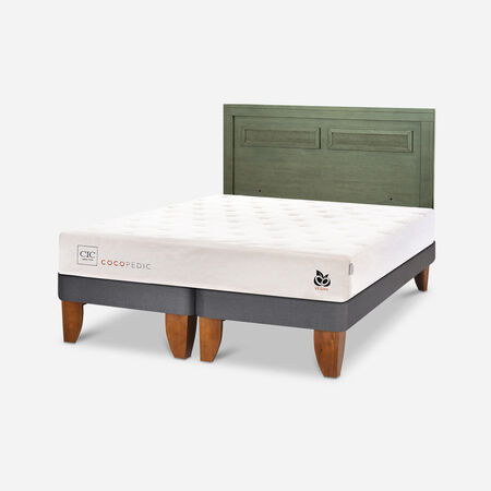 Cama Europea 2 Plazas Cocopedic Base Dividida + Respaldo Mil&aacute;n Olivo