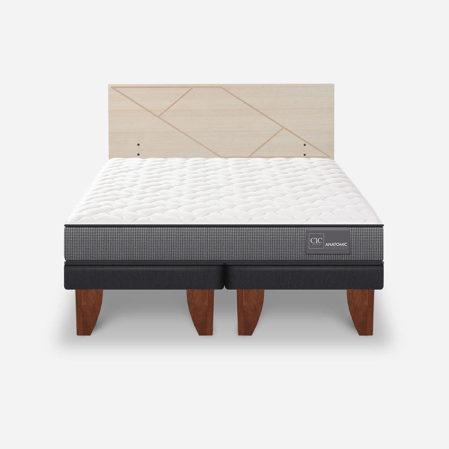 Cama Europea 2 Plazas Anatomic Base Dividida + Respaldo Villarrica Alpino