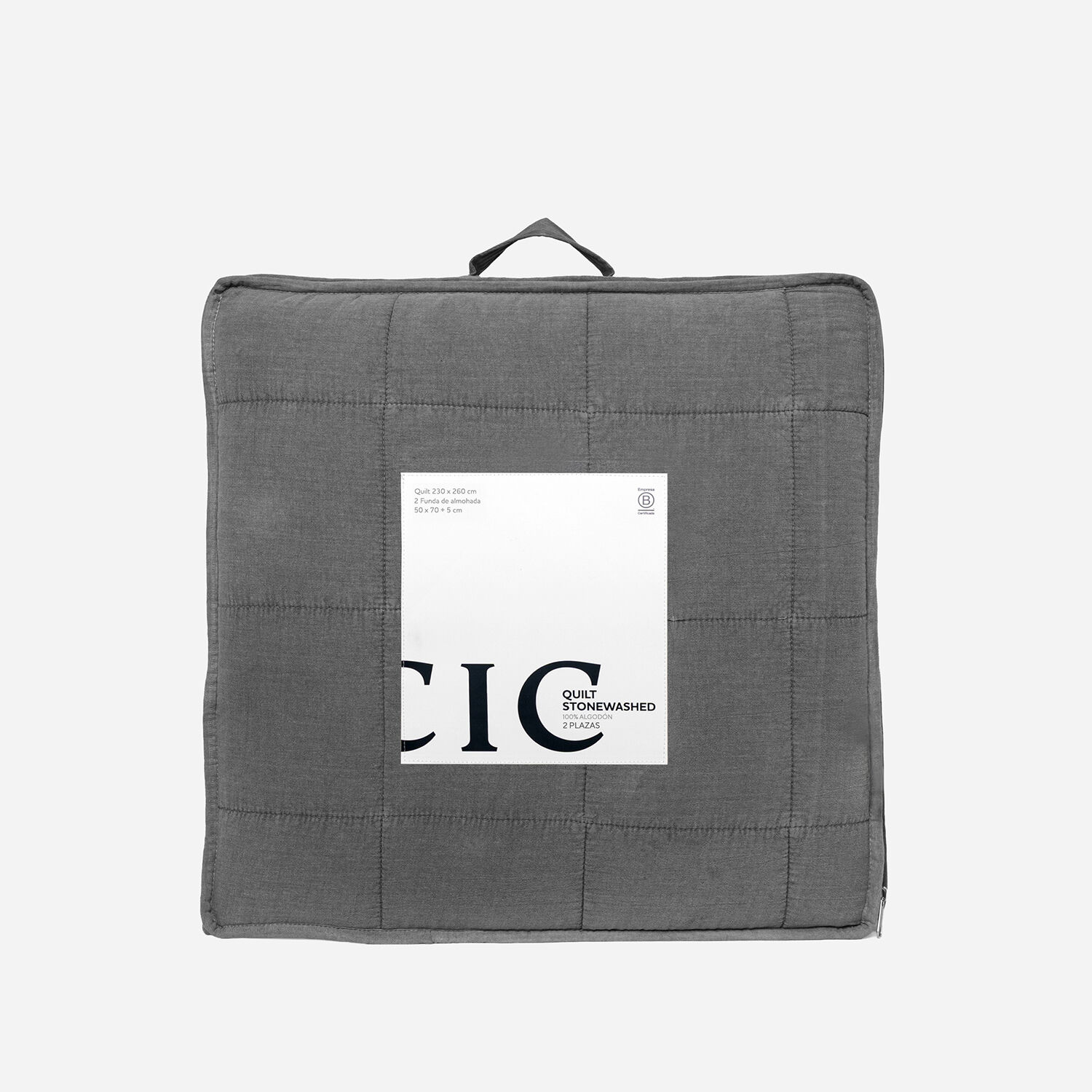 Quilt 2 Plazas Algod&oacute;n Stonewash Gris