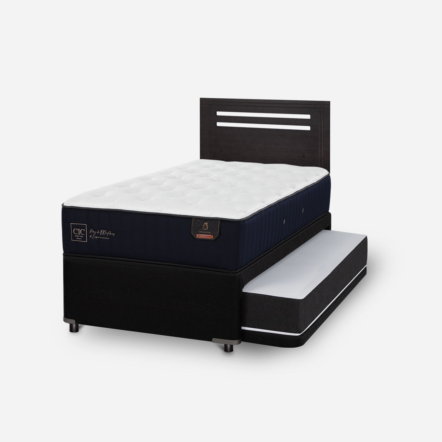 Cama Nido Div&aacute;n Premium + Respaldo M&uacute;nich Negro
