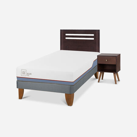 Cama Europea 1,5 Plazas Excellence Plus + Set M&uacute;nich Chocolate