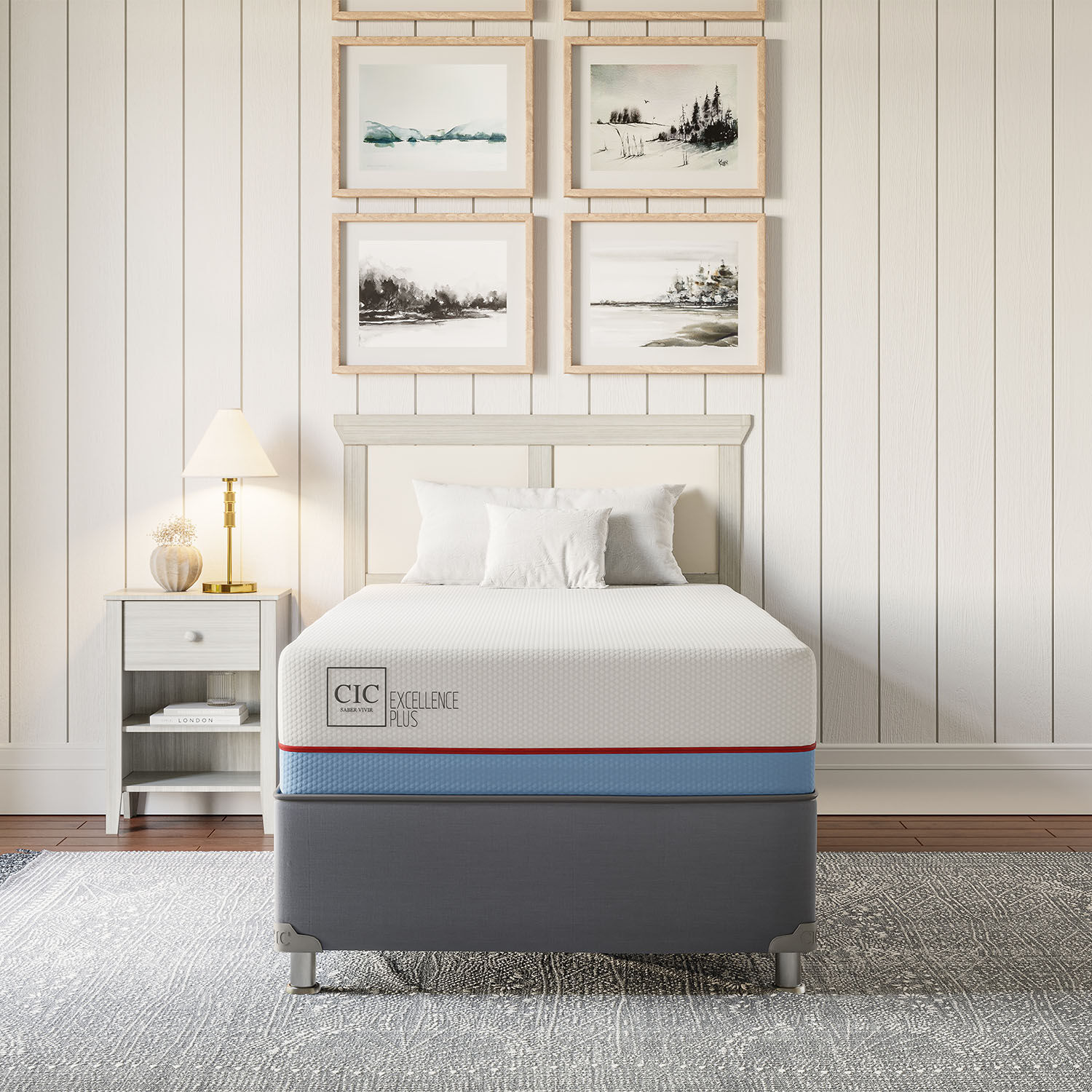 Cama Americana 1,5 Plazas Excellence Plus + Set Gales Caramel