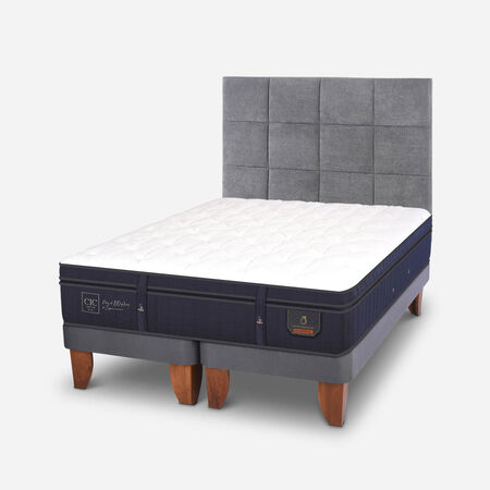 Cama Europea Super King Super Premium + Respaldo T&aacute;mesis