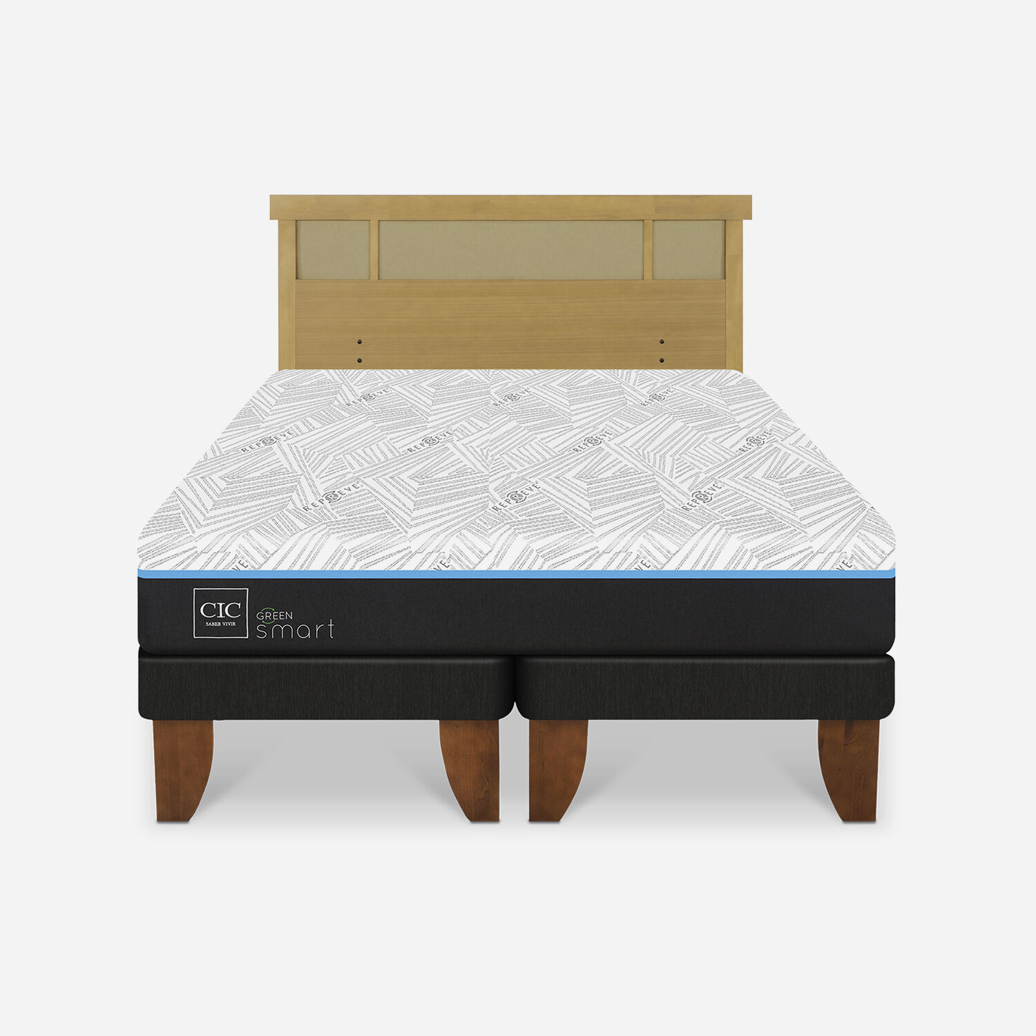 Cama Europea King Green Infinity Dubl&iacute;n Mostaza