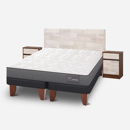 Cama Europea 2 Plazas Anatomic Base Dividida + Set Legno