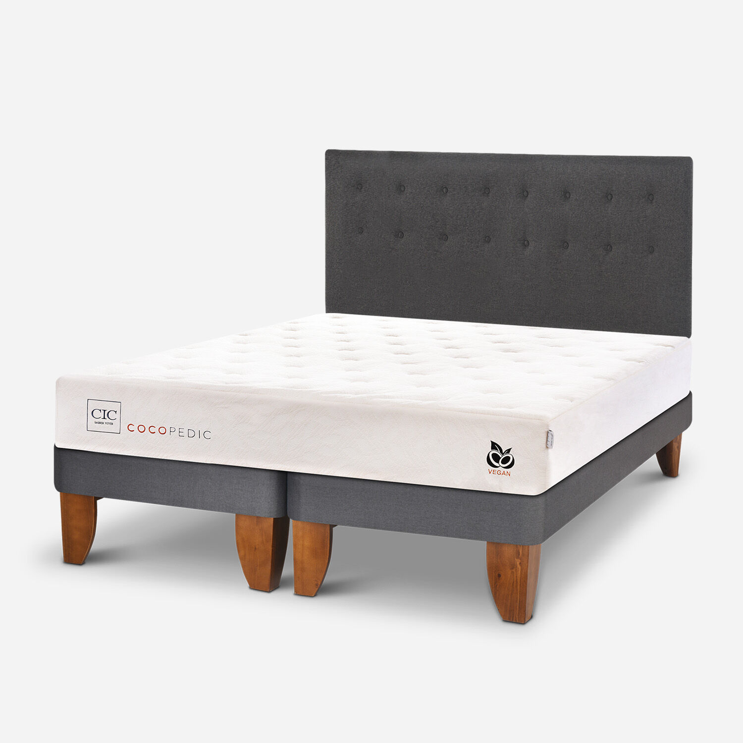 Cama Europea King Cocopedic + Respaldo &Eacute;ufrates