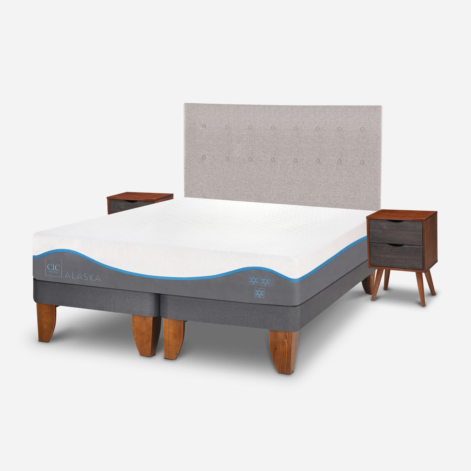 Cama Europea King Alaska + Set Tigris