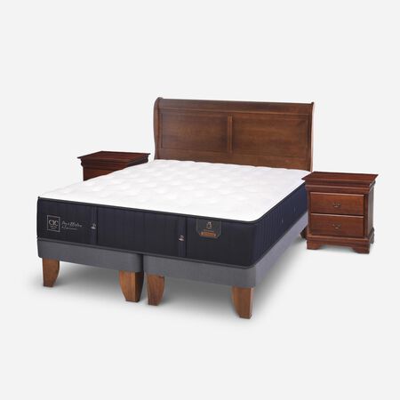 Cama Europea 2 Plazas Premium Base Dividida + Set Mir&oacute; Caramel