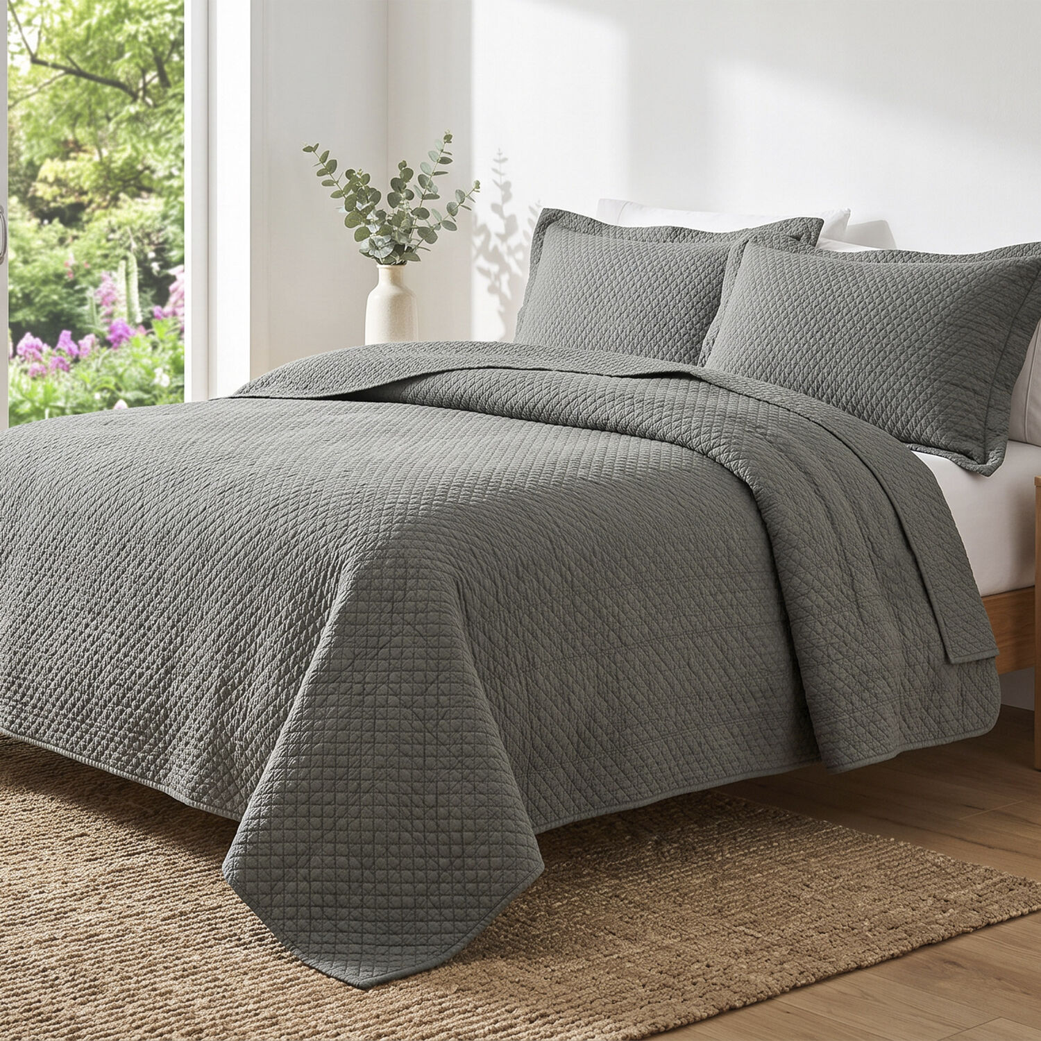 Quilt Super King Microfibra Stonewash Gris