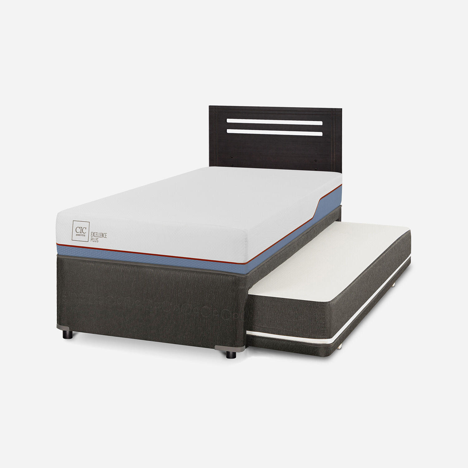 Cama Nido Div&aacute;n Excellence Plus + Respaldo M&uacute;nich Negro