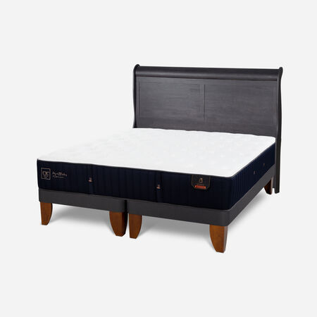 Cama Europea 2 Plazas Premium Base Dividida + Respaldo Mir&oacute; Negro