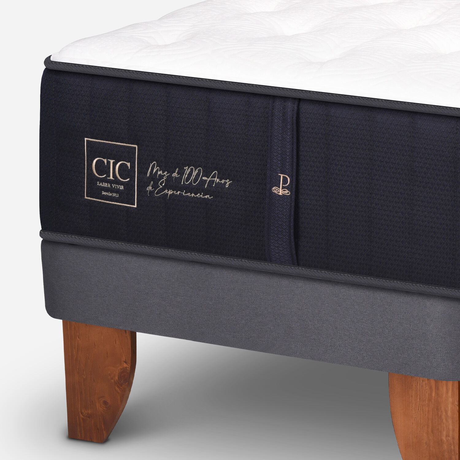 Cama Europea 2 Plazas Premium Base Dividida + Respaldo Dubl&iacute;n Gris