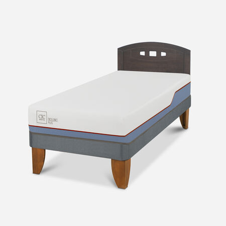 Cama Europea 1,5 Plazas Excellence Plus + Respaldo Gales Gris
