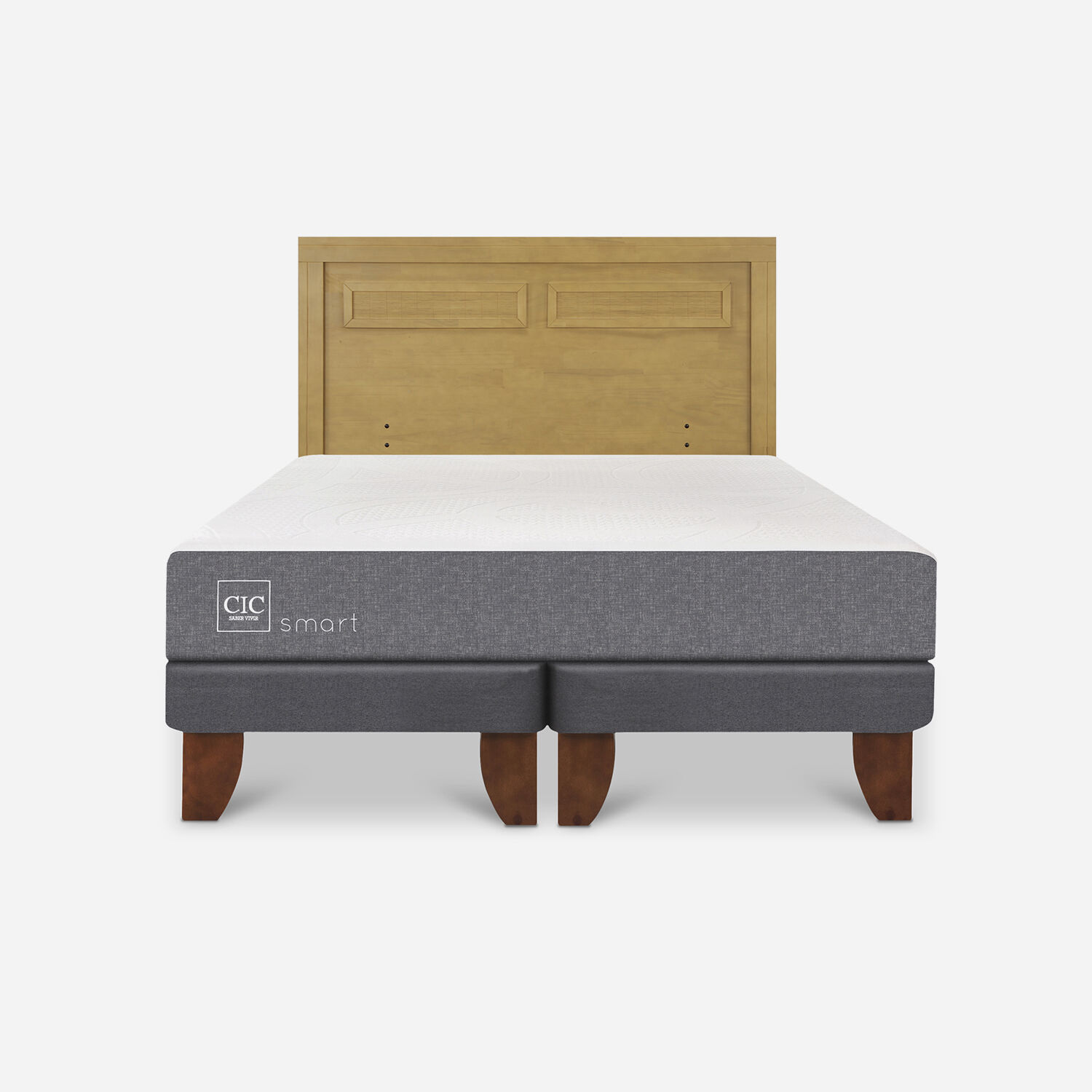 Cama Europea 2 Plazas Balance Base Dividida + Respaldo Mil&aacute;n Mostaza