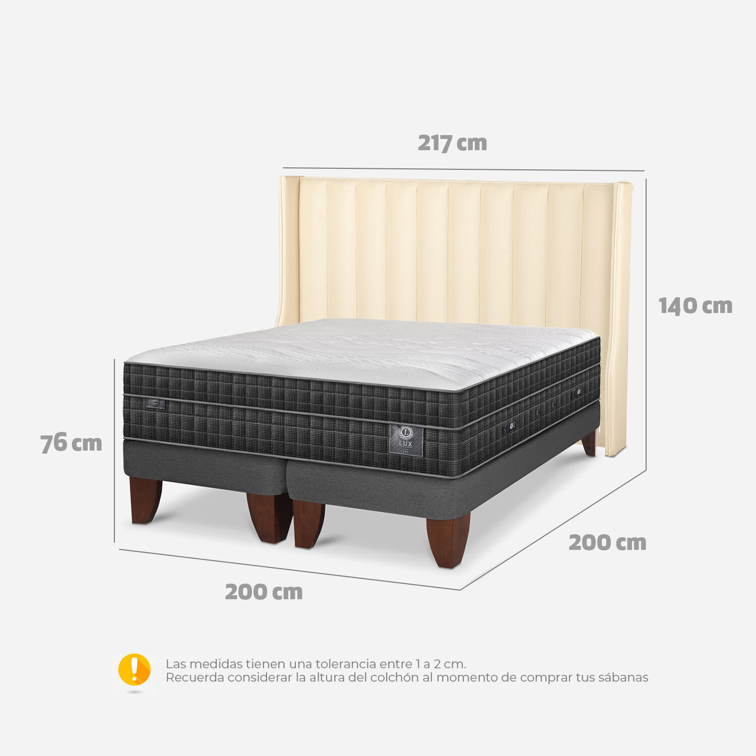 Cama Europea Super King Lux + Respaldo Panaro