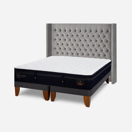 Cama Europea 2 Plazas Super Premium Base Dividida + Respaldo Sesia