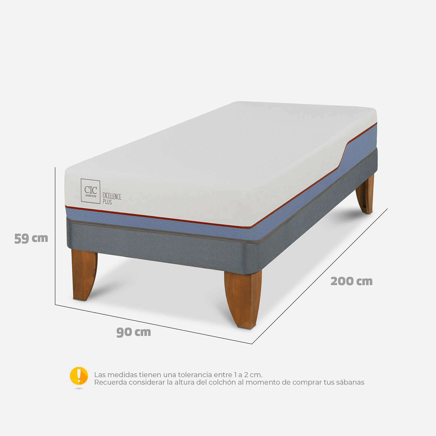 Cama Europea 1 Plaza Excellence Plus