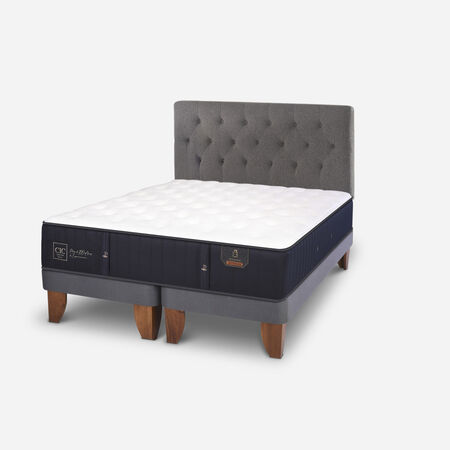 Cama Europea 2 Plazas Premium Base Dividida + Respaldo Kavery