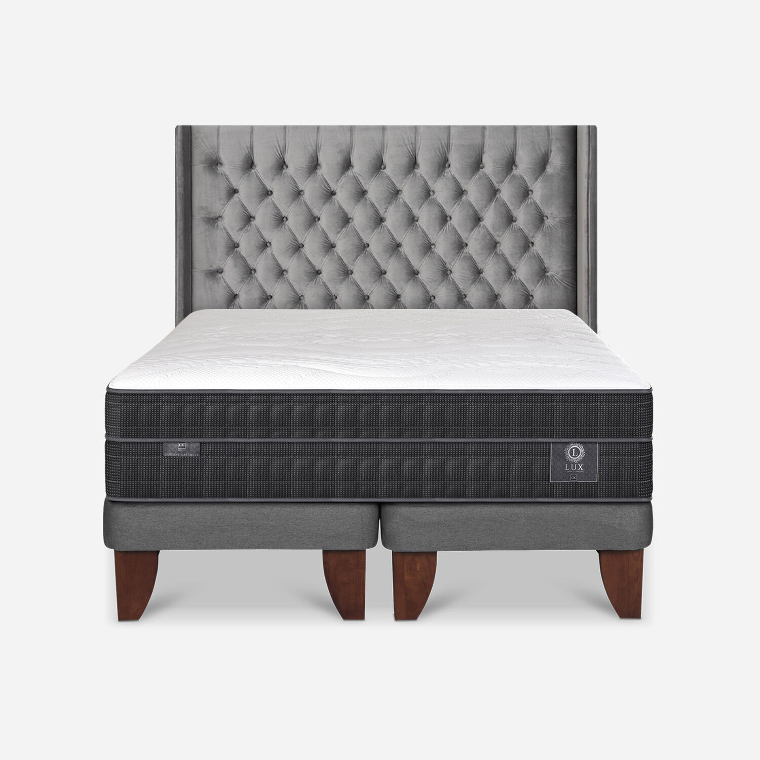 Cama Europea 2 Plazas Lux Base Dividida + Respaldo Sesia