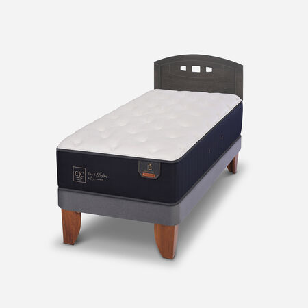 Cama Europea 1,5 Plazas Premium + Respaldo Gales Gris