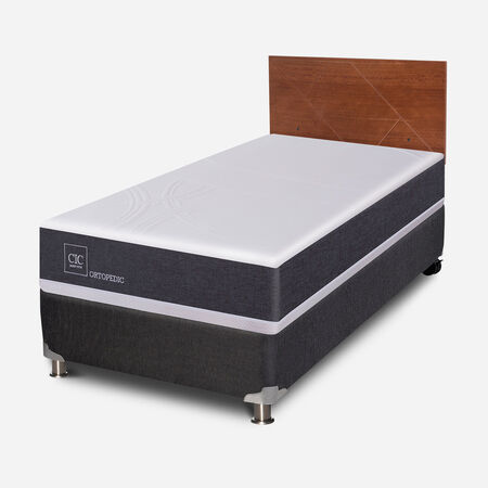 Box Spring 1 Plaza Ortopedic 5 Zonas + Respaldo Villarrica Caramel