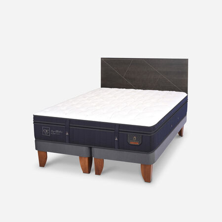 Cama Europea King Super Premium + Respaldo Villarrica Gris
