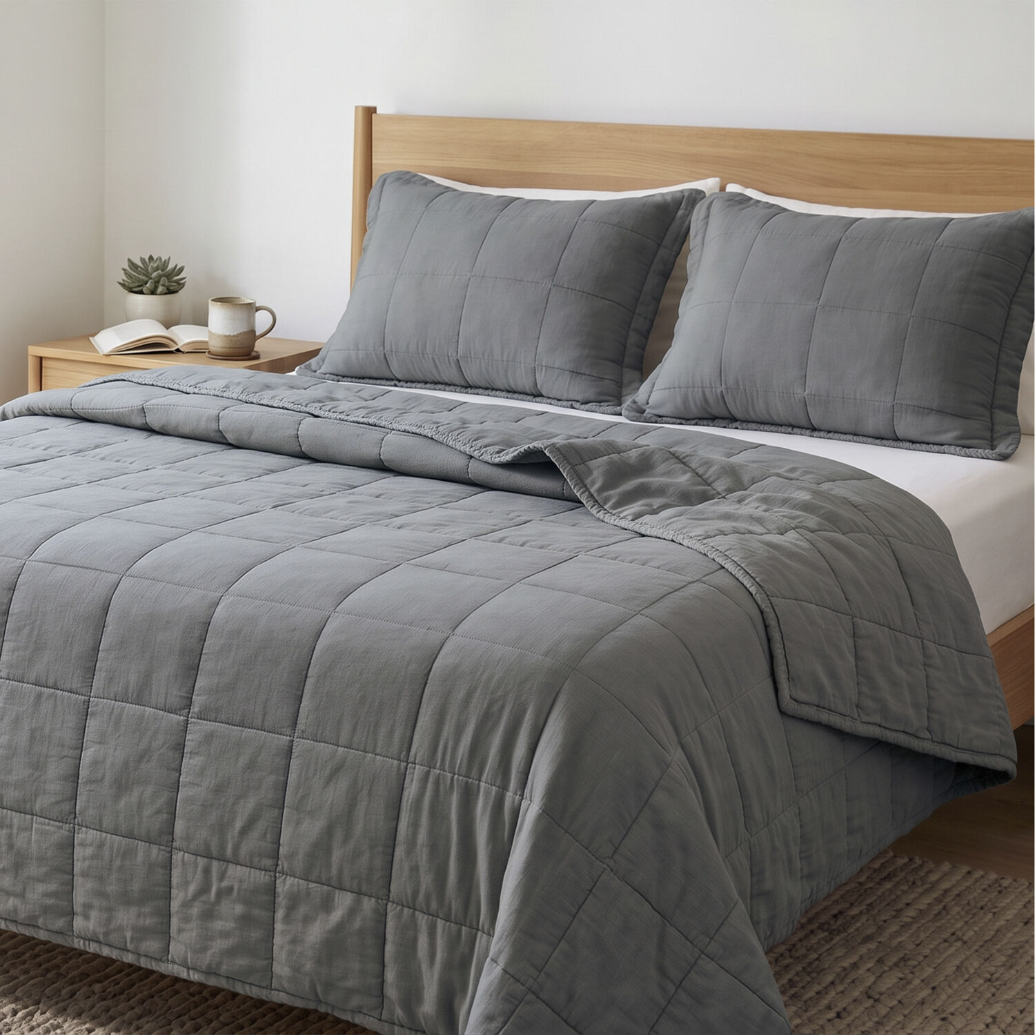 Quilt Super King Algod&oacute;n Stonewash Gris