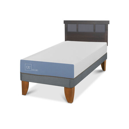 Cama Europea 1 Plaza Excellence + Respaldo Dubl&iacute;n Gris