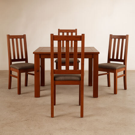 Comedor 4 Sillas &Ntilde;uble Caramelo - Tela Caf&eacute;