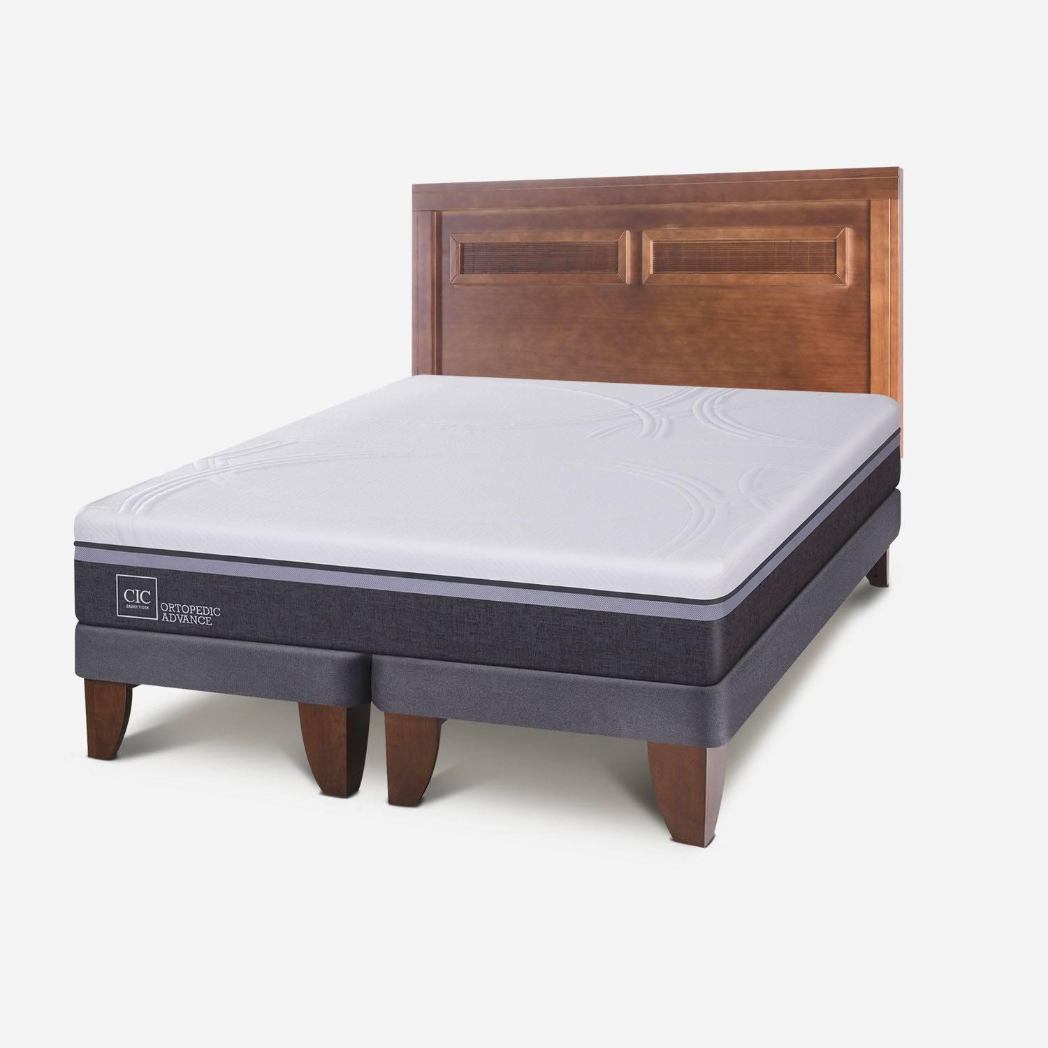 Cama Europea King Ortopedic Advance + Respaldo Mil&aacute;n Caramel