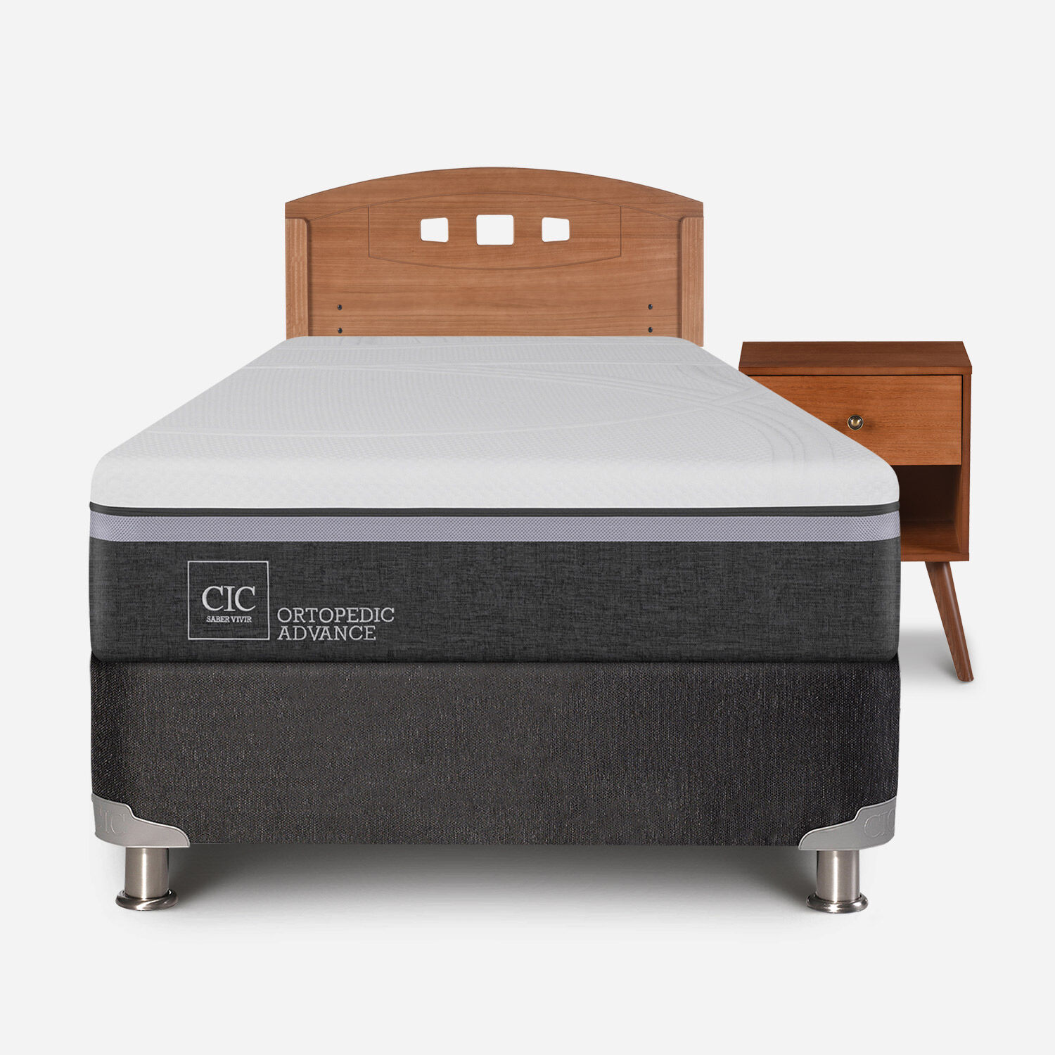 Box Spring 1,5 Plazas Ortopedic Advance 5 Zonas + Set Gales Caramel