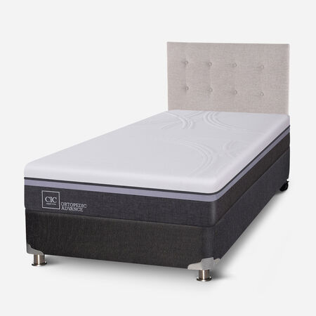 Box Spring 1,5 Plazas Ortopedic Advance 5 Zonas + Respaldo Tigris