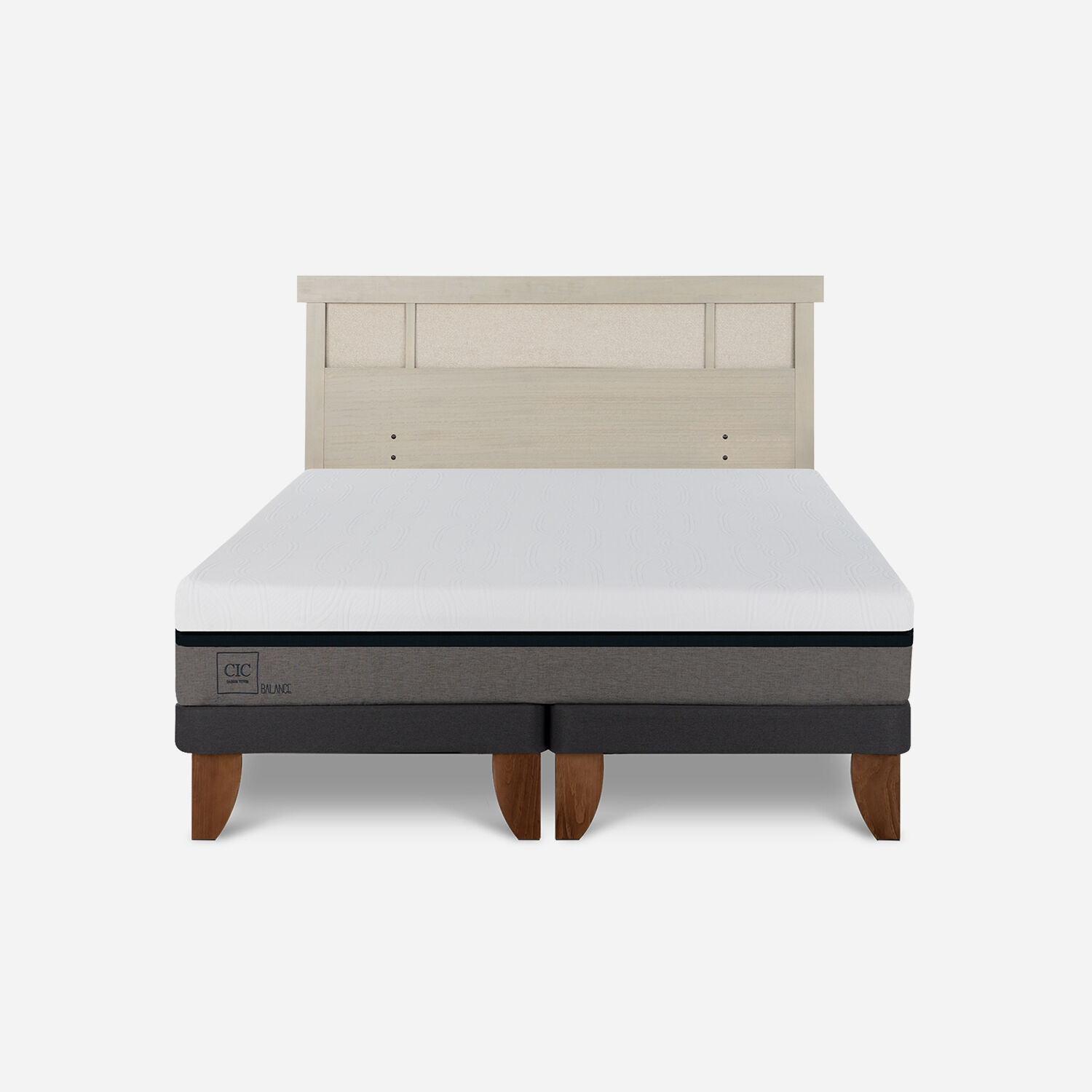 Cama Europea 2 Plazas Balance Base Dividida + Respaldo Dubl&iacute;n Alpino