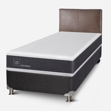Box Spring 1,5 Plazas Ortopedic 5 Zonas + Respaldo Baker