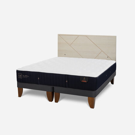 Cama Europea 2 Plazas Premium Base Dividida + Respaldo Villarrica Alpino