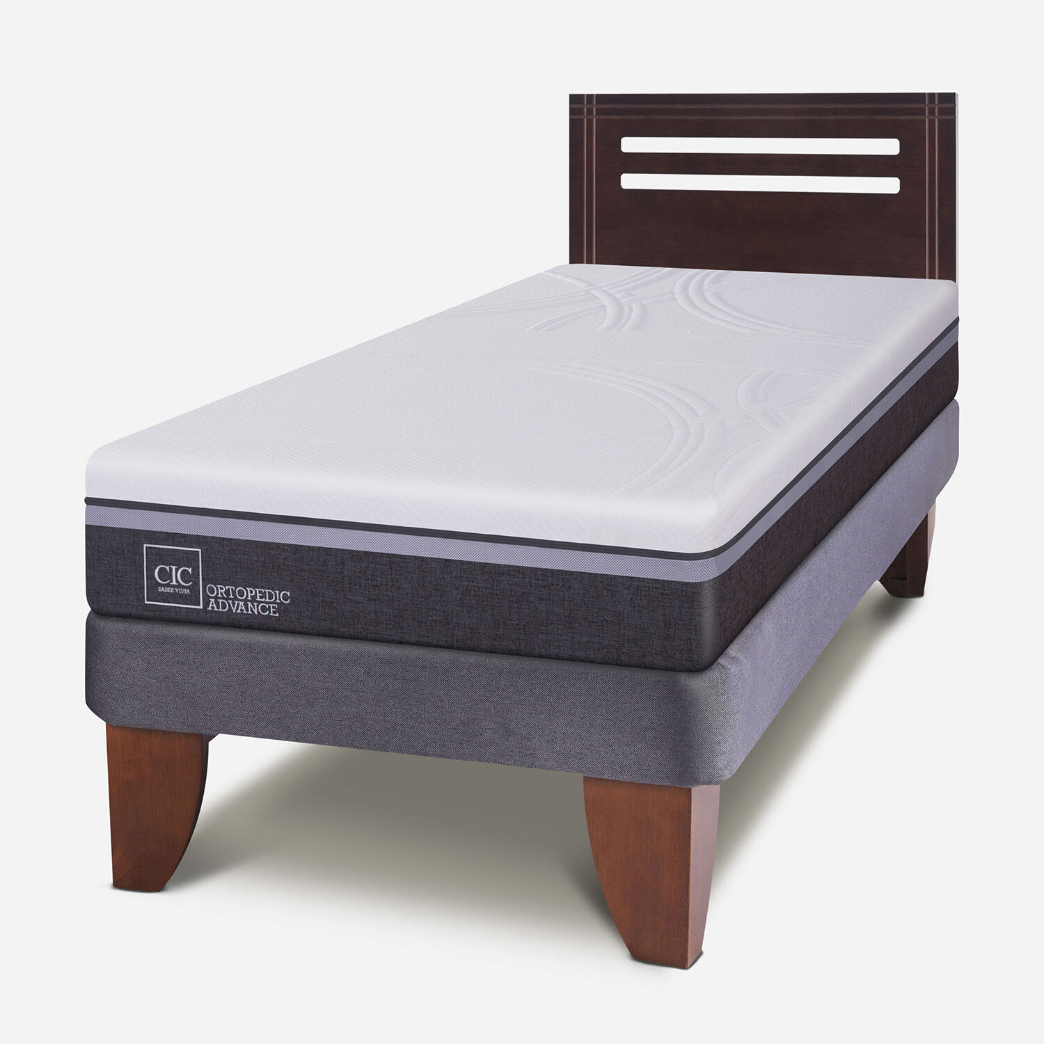 Cama Europea 1,5 Plazas Ortopedic Advance + Respaldo M&uacute;nich Chocolate