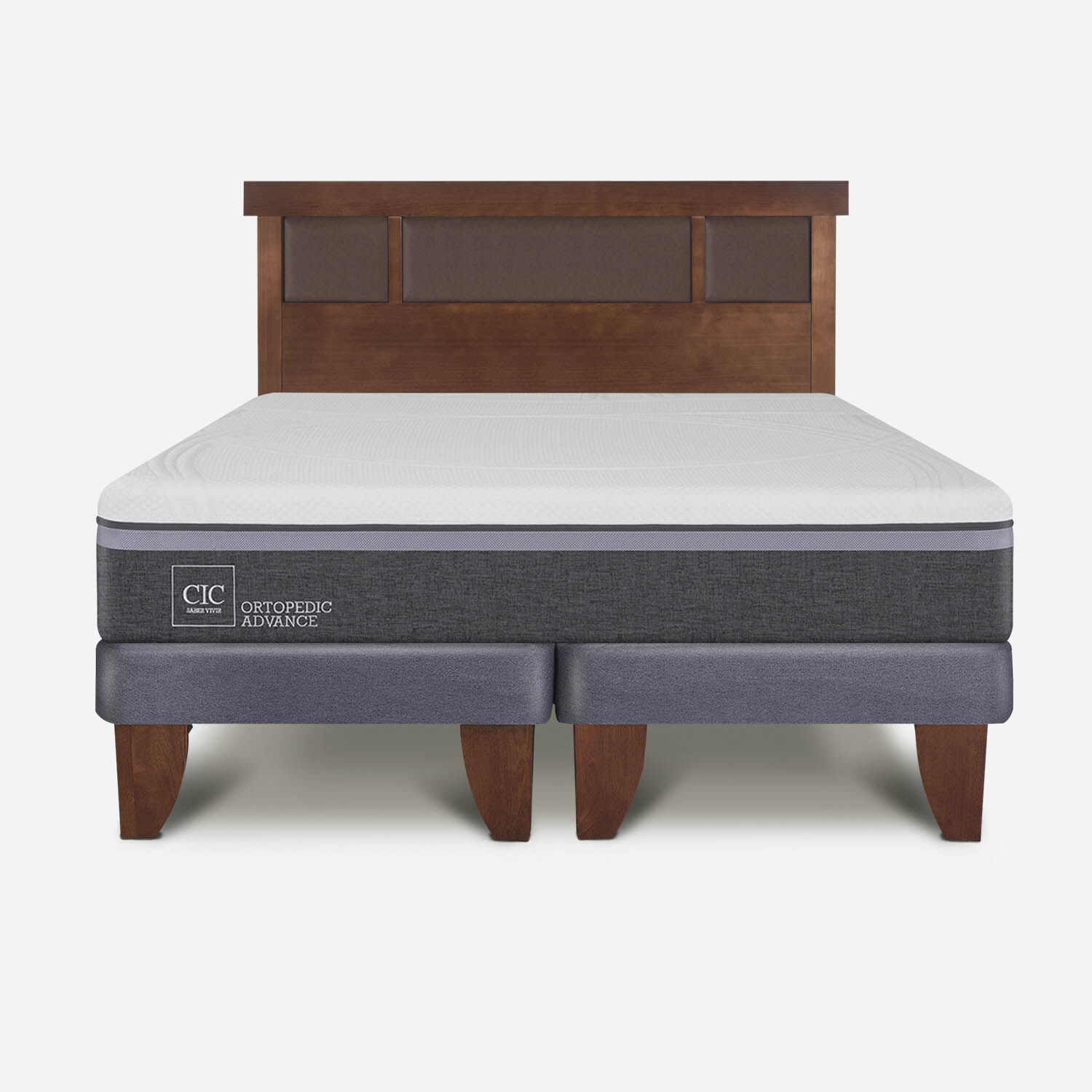 Cama Europea King Ortopedic Advance + Respaldo Torino Caramel