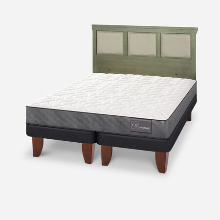 Cama Europea 2 Plazas Anatomic Base Dividida + Respaldo Torino Olivo