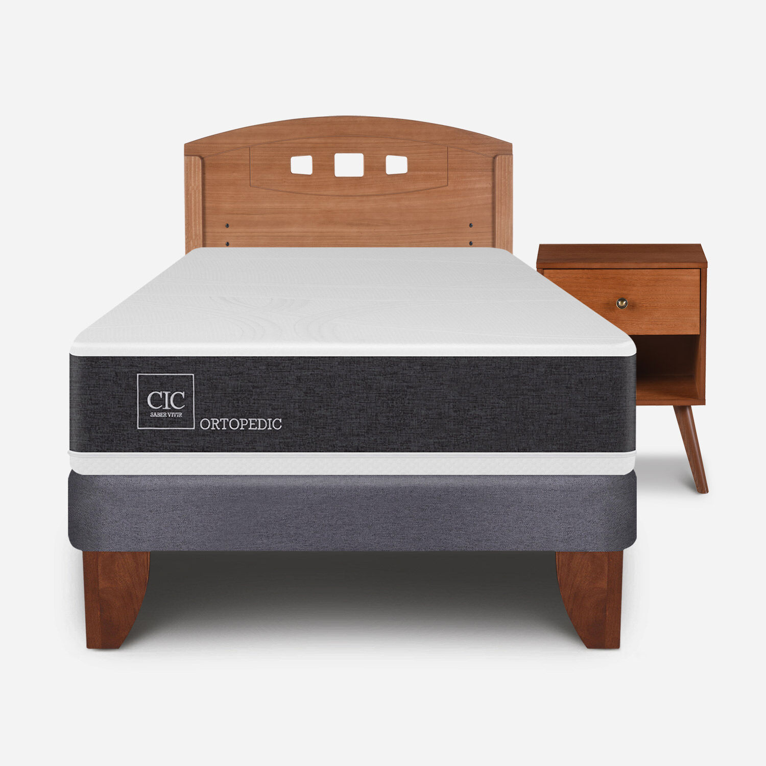 Cama Europea 1,5 Plazas Ortopedic + Set Gales Caramel
