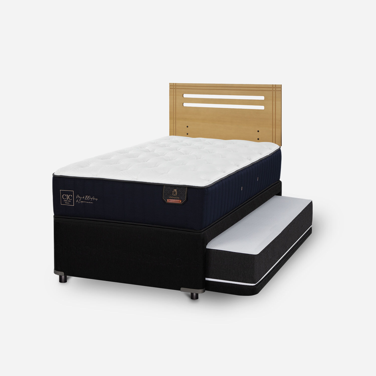 Cama Nido Div&aacute;n Premium + Respaldo M&uacute;nich Mostaza