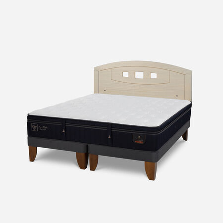 Cama Europea 2 Plazas Super Premium Base Dividida + Respaldo Gales Alpino