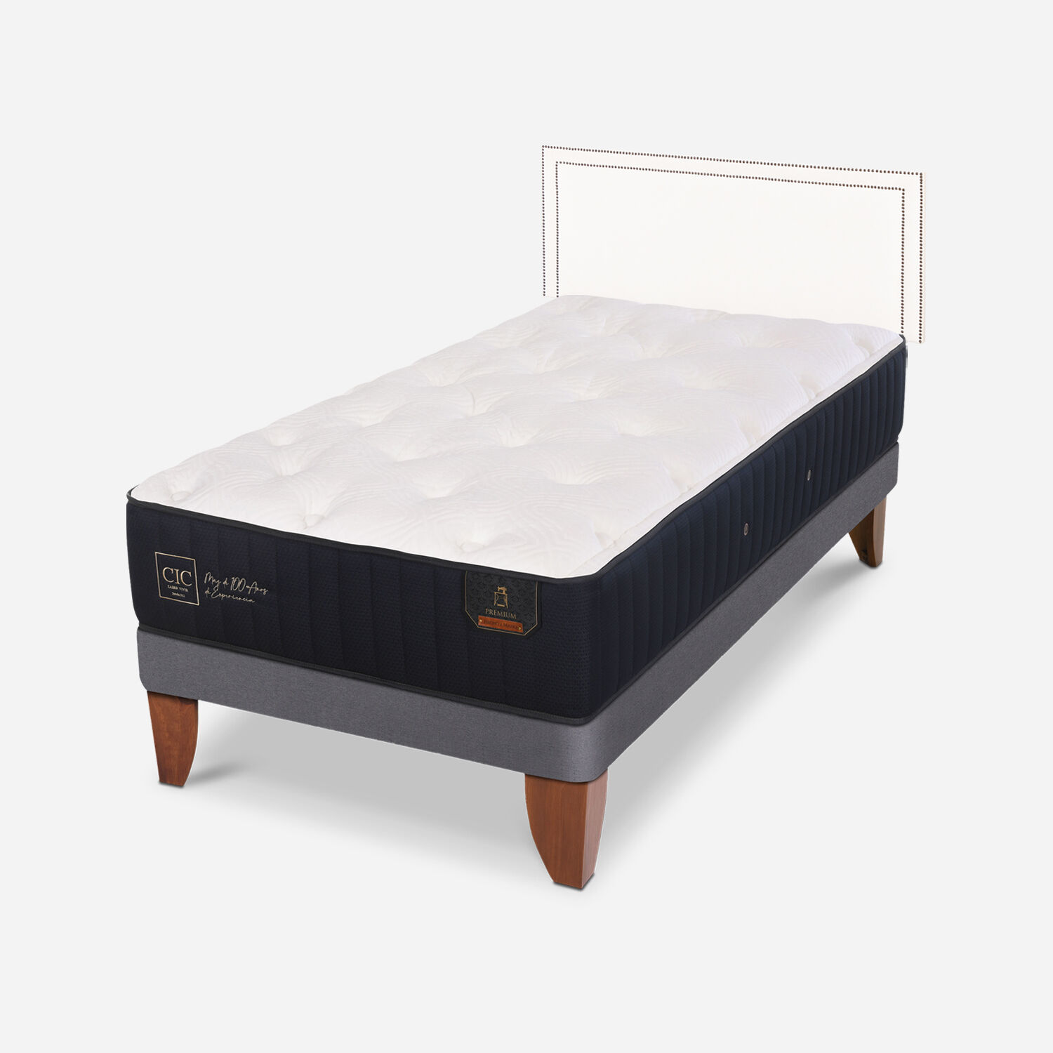 Cama Europea 1,5 Plazas Premium + Respaldo Danubio