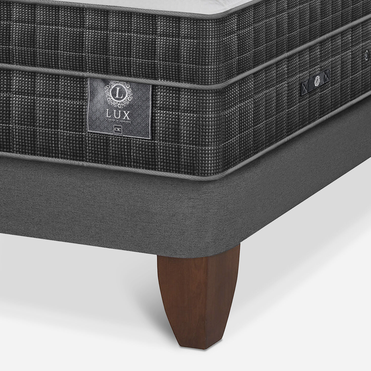 Cama Europea 2 Plazas Lux Base Dividida + Respaldo Mil&aacute;n Mostaza
