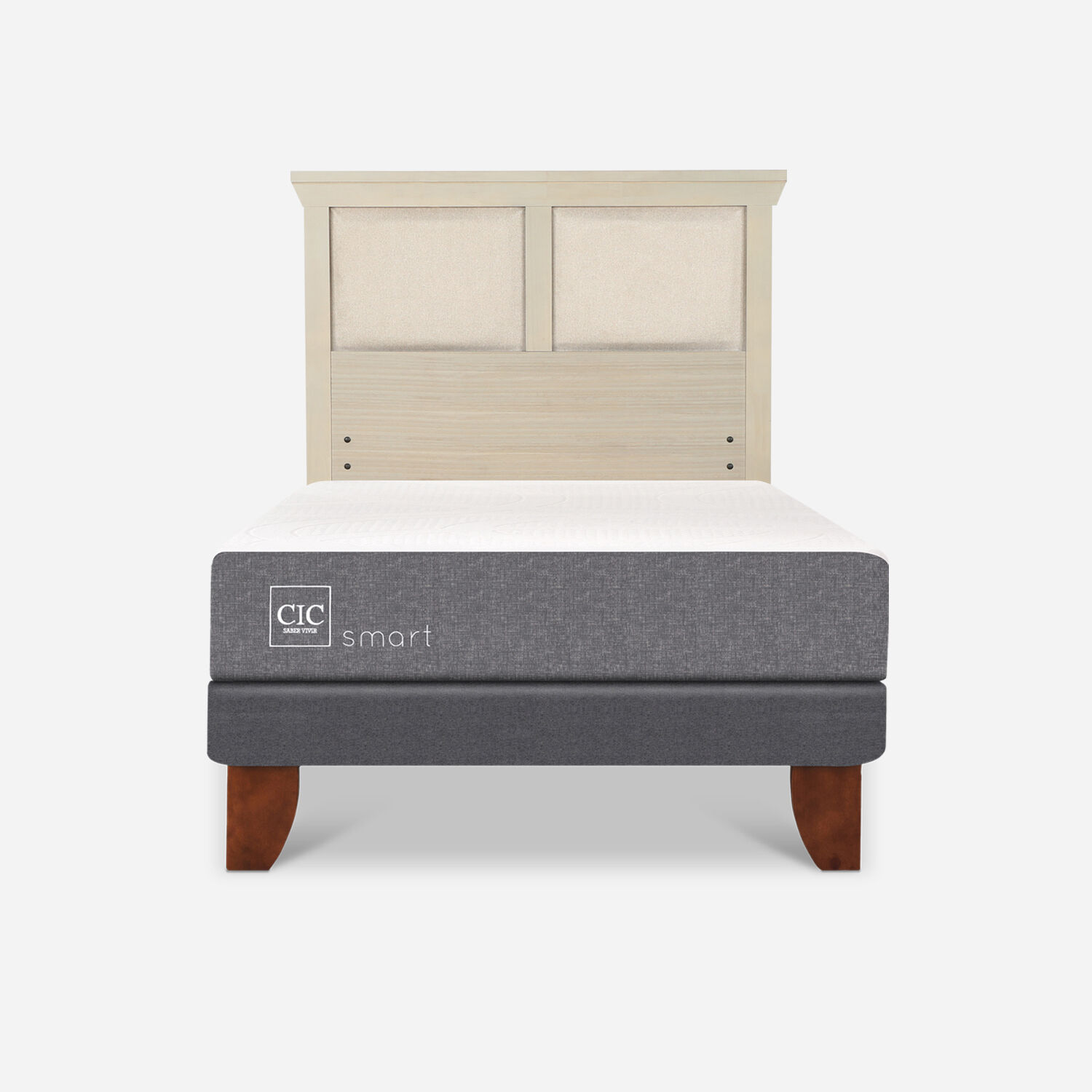 Cama Europea 1 Plaza Smart + Respaldo Torino Alpino