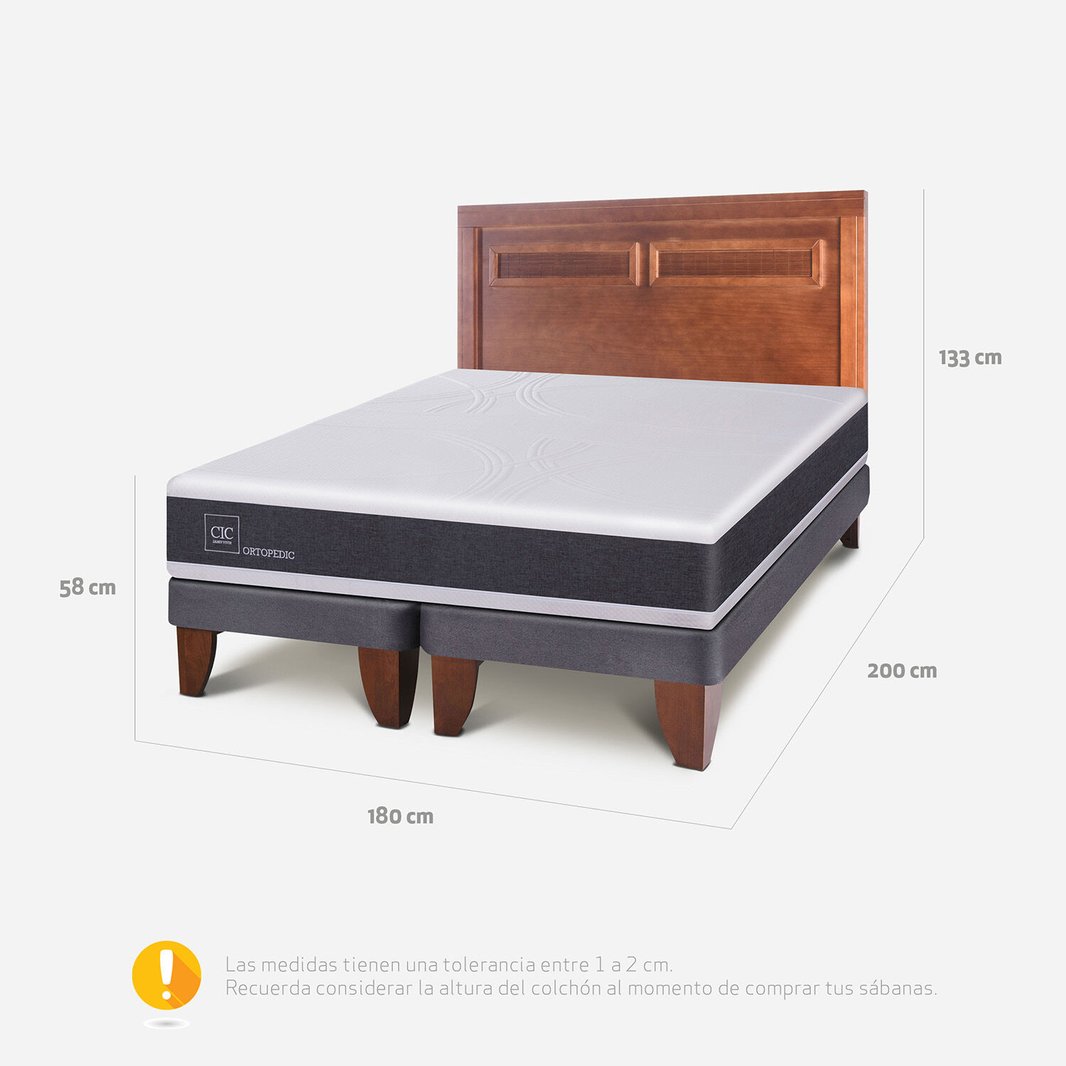 Cama Europea King Ortopedic + Respaldo Mil&aacute;n Caramel