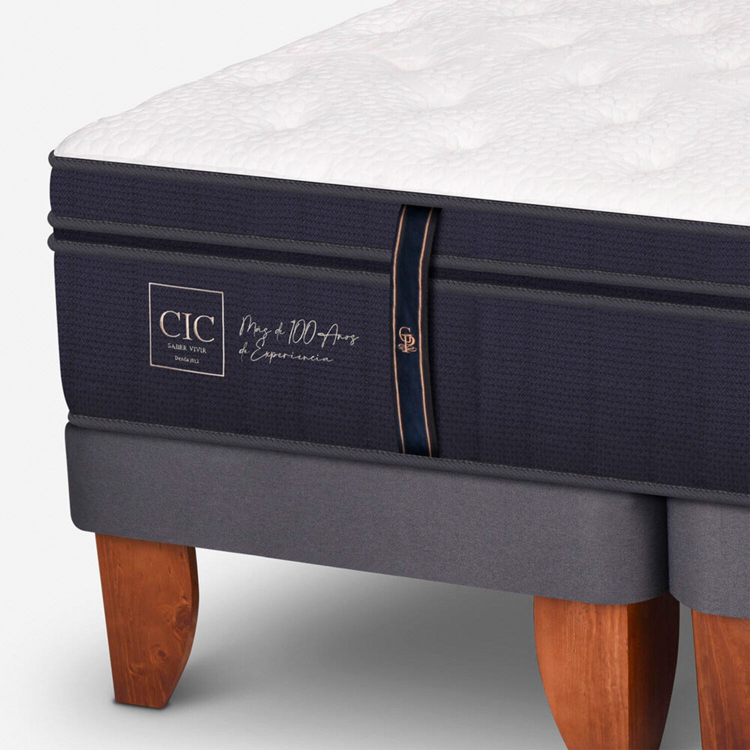 Cama Europea 2 Plazas Grand Premium Base Dividida + Respaldo Torino Olivo
